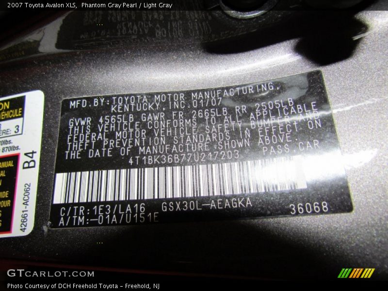Phantom Gray Pearl / Light Gray 2007 Toyota Avalon XLS