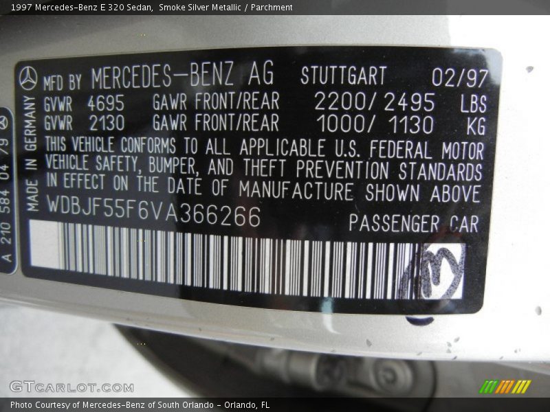 Smoke Silver Metallic / Parchment 1997 Mercedes-Benz E 320 Sedan