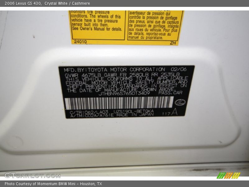2006 GS 430 Crystal White Color Code 062