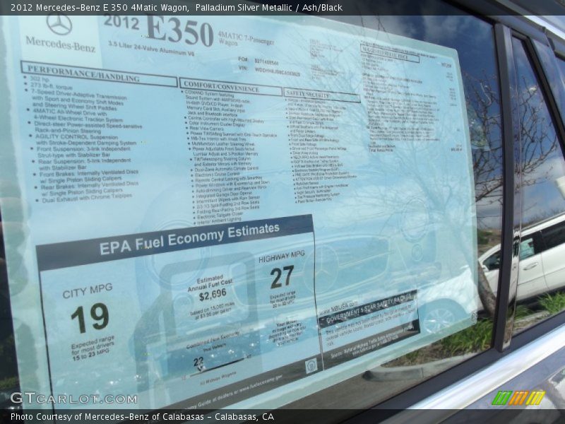  2012 E 350 4Matic Wagon Window Sticker