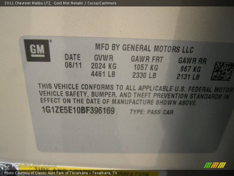 Gold Mist Metallic / Cocoa/Cashmere 2011 Chevrolet Malibu LTZ