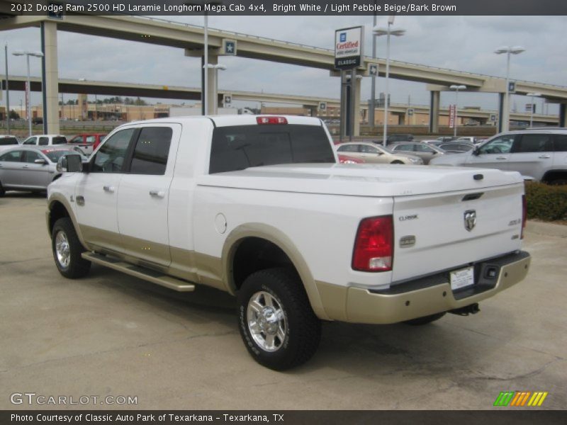 Bright White / Light Pebble Beige/Bark Brown 2012 Dodge Ram 2500 HD Laramie Longhorn Mega Cab 4x4