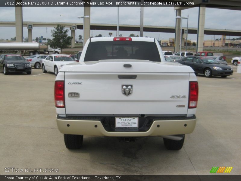 Bright White / Light Pebble Beige/Bark Brown 2012 Dodge Ram 2500 HD Laramie Longhorn Mega Cab 4x4