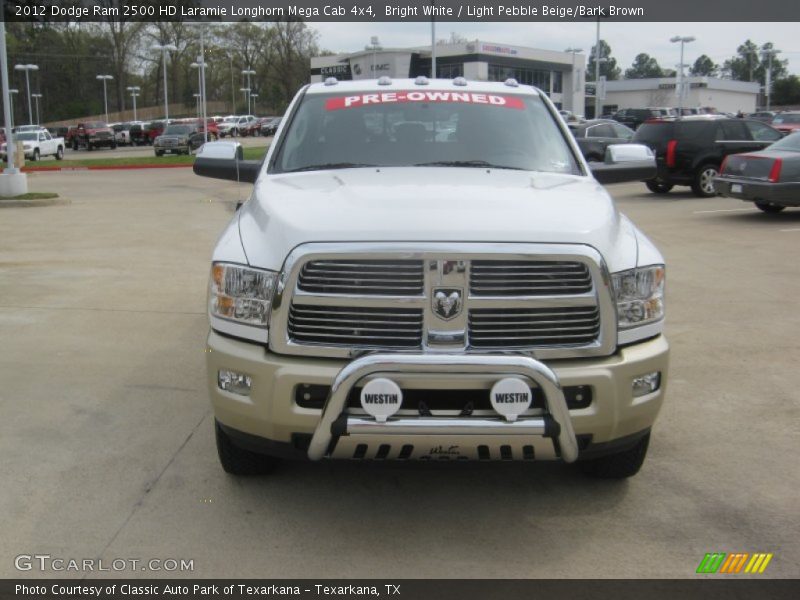 Bright White / Light Pebble Beige/Bark Brown 2012 Dodge Ram 2500 HD Laramie Longhorn Mega Cab 4x4