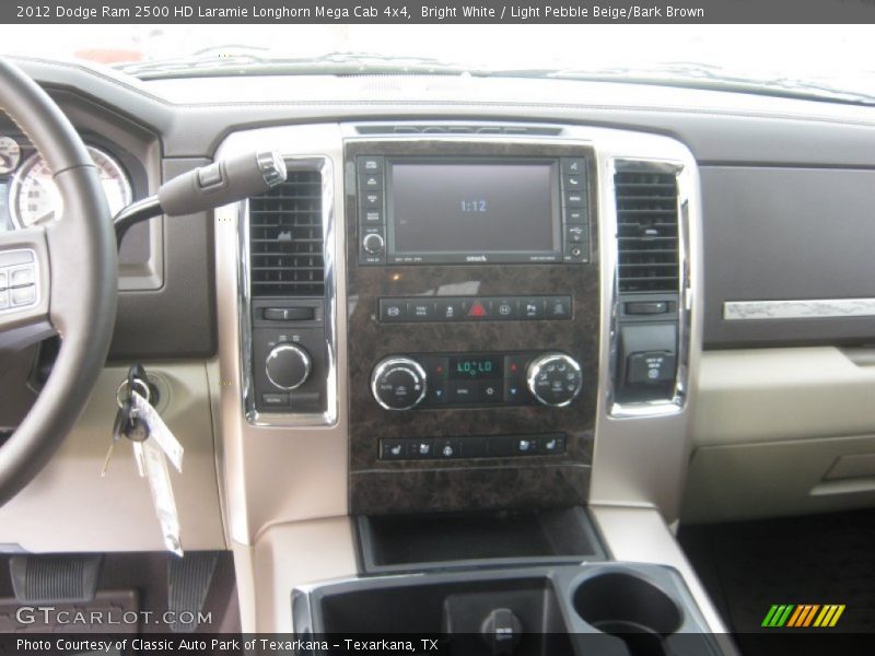 Bright White / Light Pebble Beige/Bark Brown 2012 Dodge Ram 2500 HD Laramie Longhorn Mega Cab 4x4