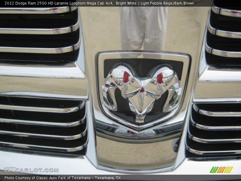 Bright White / Light Pebble Beige/Bark Brown 2012 Dodge Ram 2500 HD Laramie Longhorn Mega Cab 4x4