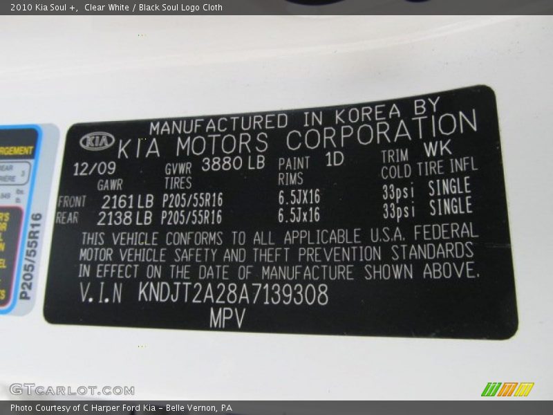 2010 Soul + Clear White Color Code 1D