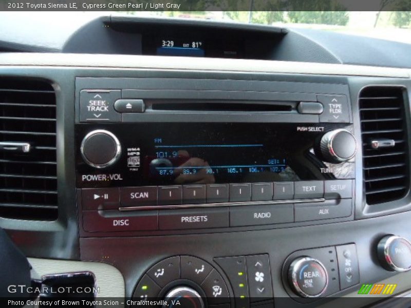 Cypress Green Pearl / Light Gray 2012 Toyota Sienna LE