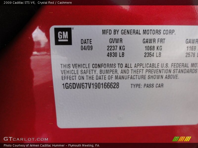 Crystal Red / Cashmere 2009 Cadillac STS V6