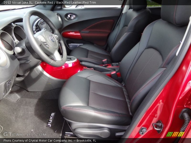  2012 Juke SL Black/Red Leather/Red Trim Interior