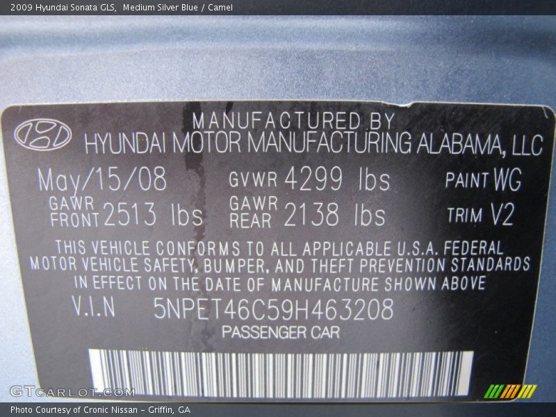 Medium Silver Blue / Camel 2009 Hyundai Sonata GLS