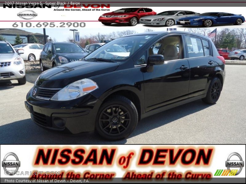 Super Black / Beige 2007 Nissan Versa S
