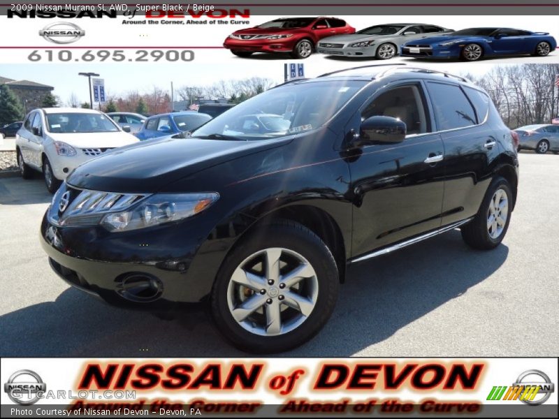 Super Black / Beige 2009 Nissan Murano SL AWD