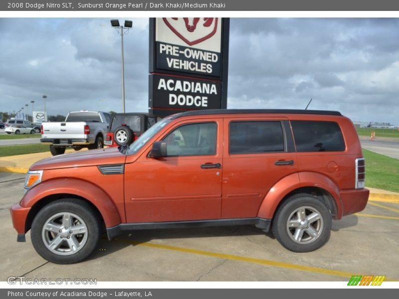 Sunburst Orange Pearl / Dark Khaki/Medium Khaki 2008 Dodge Nitro SLT