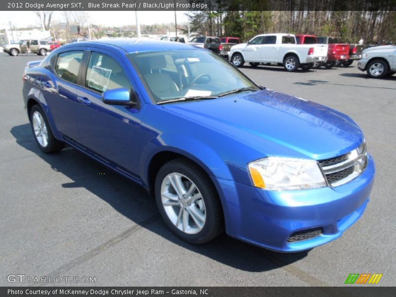 Blue Streak Pearl / Black/Light Frost Beige 2012 Dodge Avenger SXT