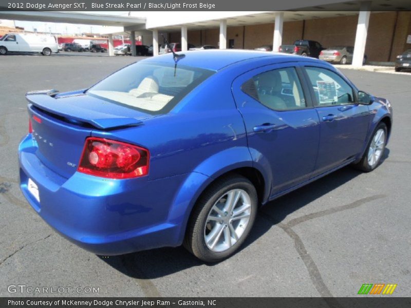 Blue Streak Pearl / Black/Light Frost Beige 2012 Dodge Avenger SXT