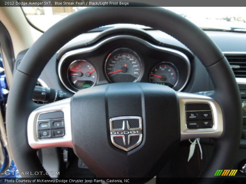 Blue Streak Pearl / Black/Light Frost Beige 2012 Dodge Avenger SXT