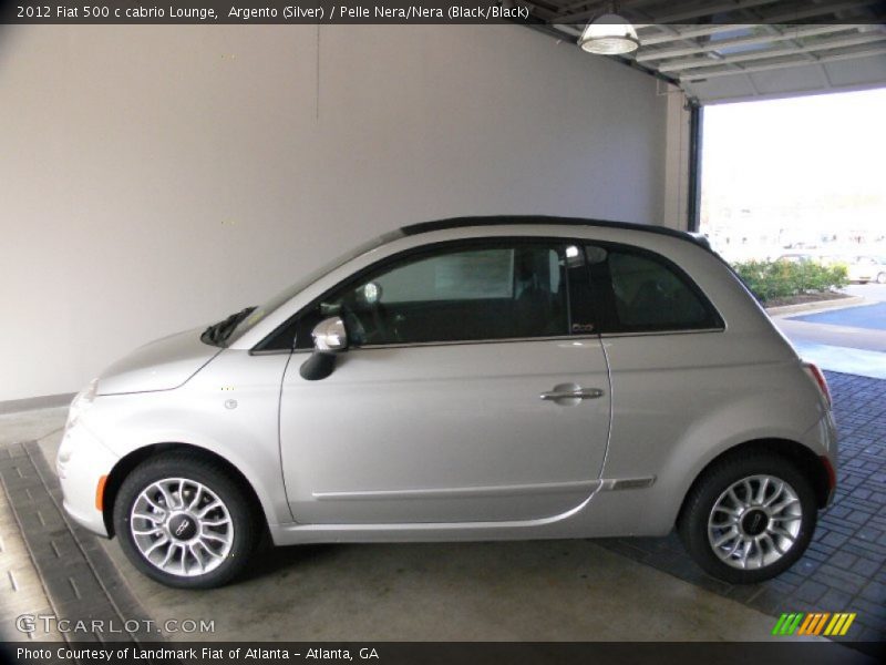 Argento (Silver) / Pelle Nera/Nera (Black/Black) 2012 Fiat 500 c cabrio Lounge