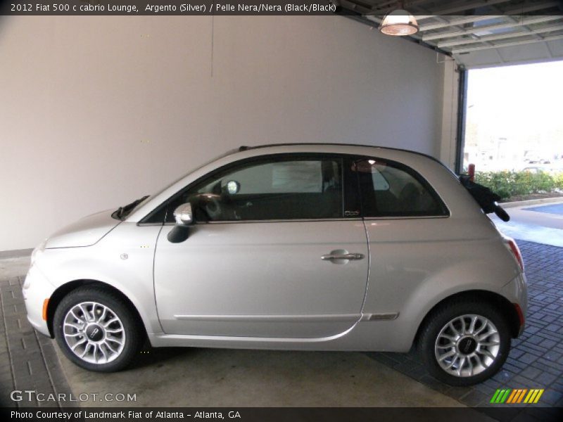 Argento (Silver) / Pelle Nera/Nera (Black/Black) 2012 Fiat 500 c cabrio Lounge