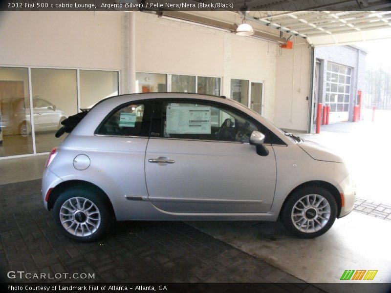 Argento (Silver) / Pelle Nera/Nera (Black/Black) 2012 Fiat 500 c cabrio Lounge