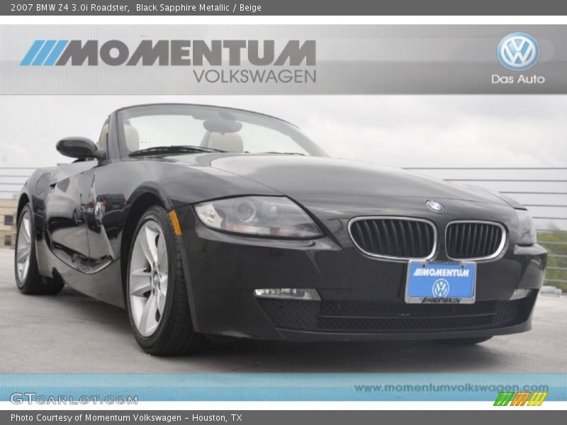 Black Sapphire Metallic / Beige 2007 BMW Z4 3.0i Roadster