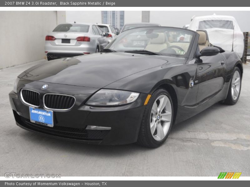 Black Sapphire Metallic / Beige 2007 BMW Z4 3.0i Roadster