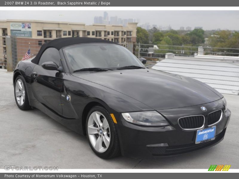 Black Sapphire Metallic / Beige 2007 BMW Z4 3.0i Roadster