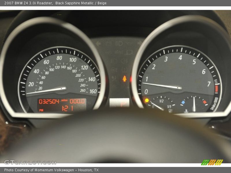 Black Sapphire Metallic / Beige 2007 BMW Z4 3.0i Roadster