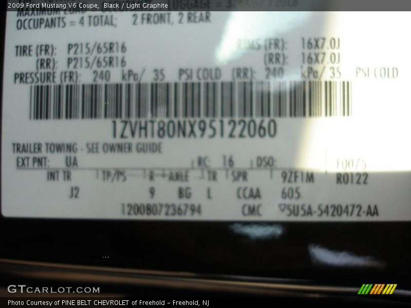 Black / Light Graphite 2009 Ford Mustang V6 Coupe