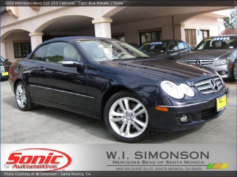 Capri Blue Metallic / Stone 2009 Mercedes-Benz CLK 350 Cabriolet