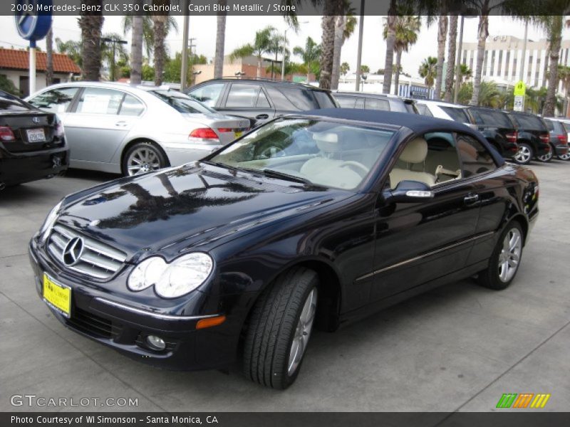 Capri Blue Metallic / Stone 2009 Mercedes-Benz CLK 350 Cabriolet
