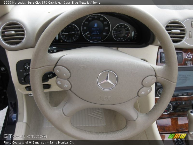 Capri Blue Metallic / Stone 2009 Mercedes-Benz CLK 350 Cabriolet