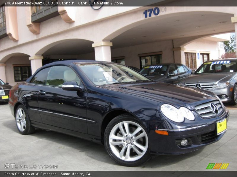 Capri Blue Metallic / Stone 2009 Mercedes-Benz CLK 350 Cabriolet