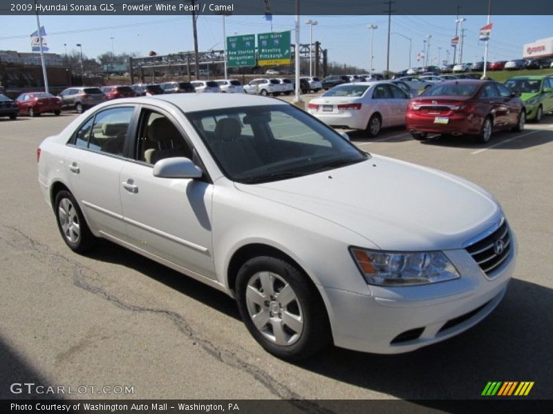 Powder White Pearl / Camel 2009 Hyundai Sonata GLS