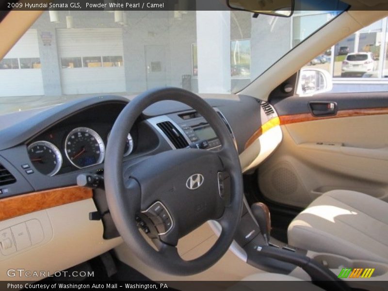 Powder White Pearl / Camel 2009 Hyundai Sonata GLS