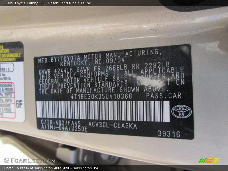 Desert Sand Mica / Taupe 2005 Toyota Camry XLE