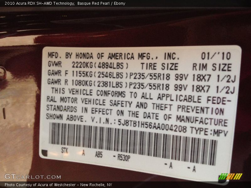 Basque Red Pearl / Ebony 2010 Acura RDX SH-AWD Technology