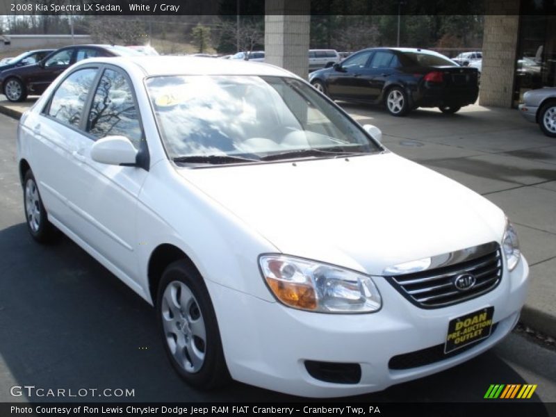White / Gray 2008 Kia Spectra LX Sedan