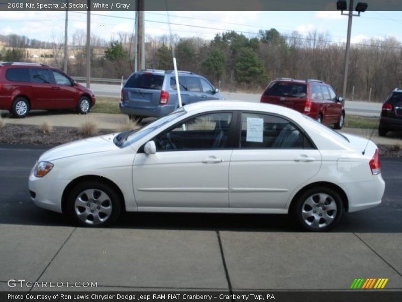 White / Gray 2008 Kia Spectra LX Sedan