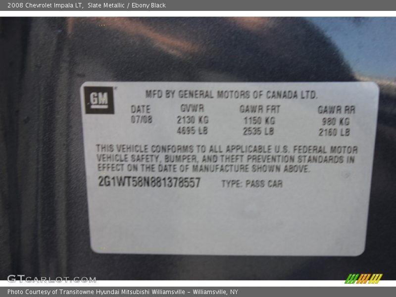 Slate Metallic / Ebony Black 2008 Chevrolet Impala LT