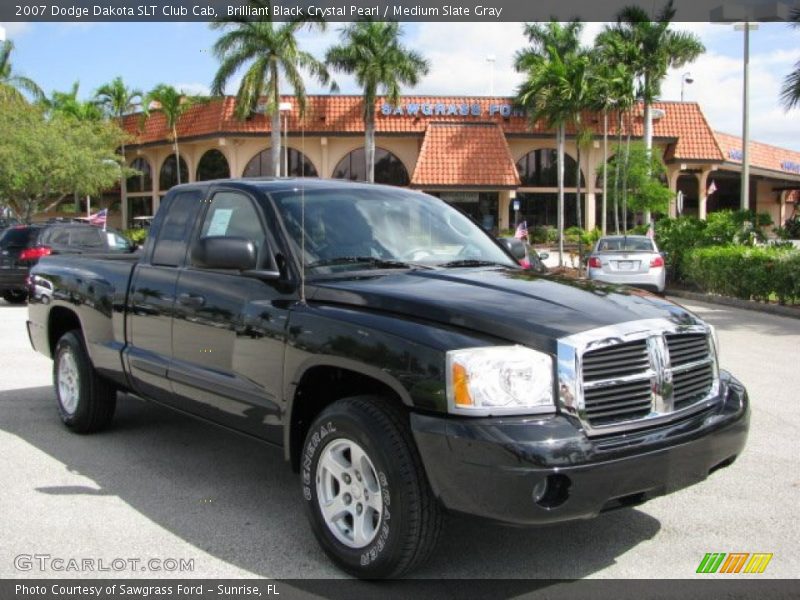 Brilliant Black Crystal Pearl / Medium Slate Gray 2007 Dodge Dakota SLT Club Cab