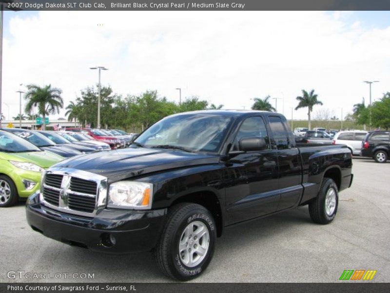 Brilliant Black Crystal Pearl / Medium Slate Gray 2007 Dodge Dakota SLT Club Cab
