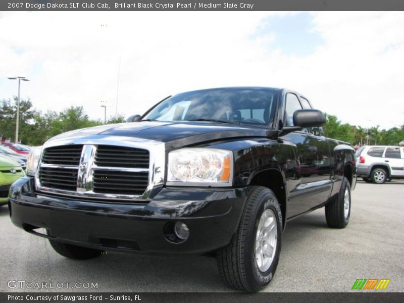 Brilliant Black Crystal Pearl / Medium Slate Gray 2007 Dodge Dakota SLT Club Cab