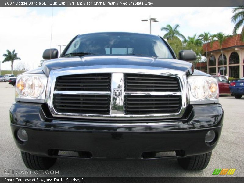 Brilliant Black Crystal Pearl / Medium Slate Gray 2007 Dodge Dakota SLT Club Cab