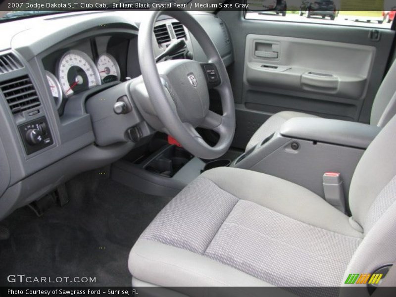 Brilliant Black Crystal Pearl / Medium Slate Gray 2007 Dodge Dakota SLT Club Cab