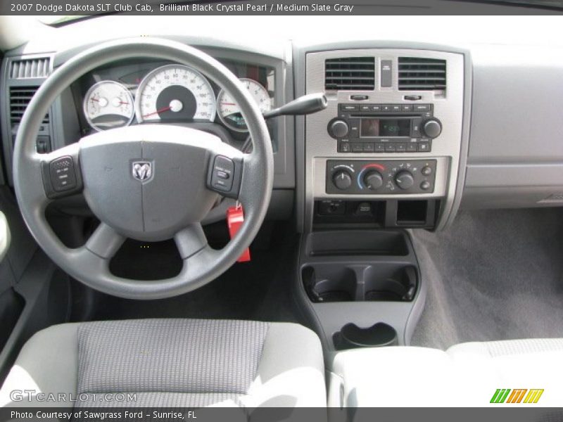 Brilliant Black Crystal Pearl / Medium Slate Gray 2007 Dodge Dakota SLT Club Cab