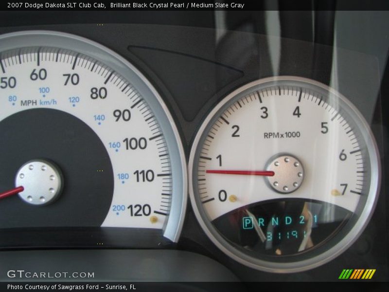 Brilliant Black Crystal Pearl / Medium Slate Gray 2007 Dodge Dakota SLT Club Cab
