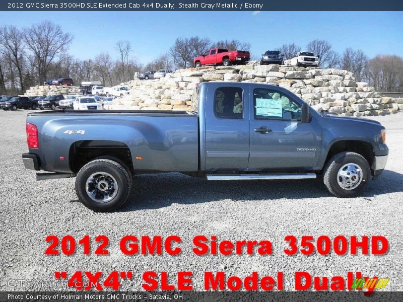 Stealth Gray Metallic / Ebony 2012 GMC Sierra 3500HD SLE Extended Cab 4x4 Dually