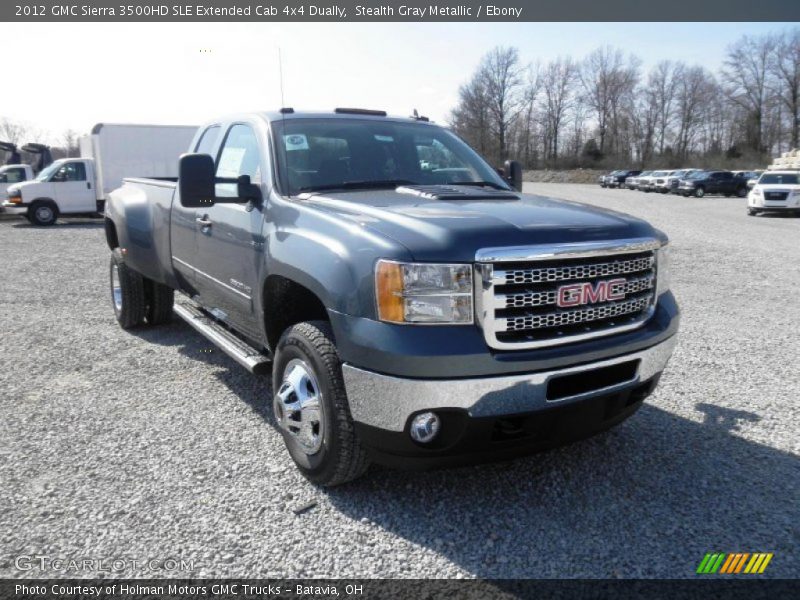 Stealth Gray Metallic / Ebony 2012 GMC Sierra 3500HD SLE Extended Cab 4x4 Dually