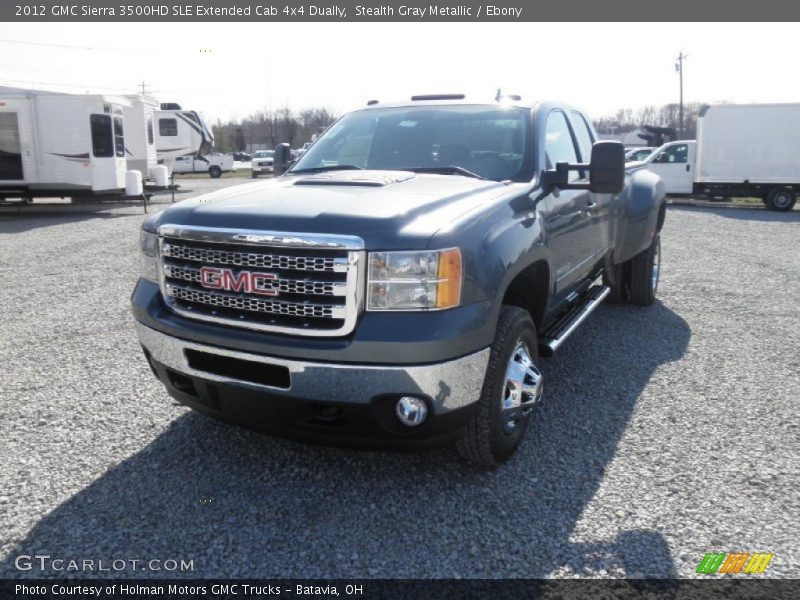 Stealth Gray Metallic / Ebony 2012 GMC Sierra 3500HD SLE Extended Cab 4x4 Dually